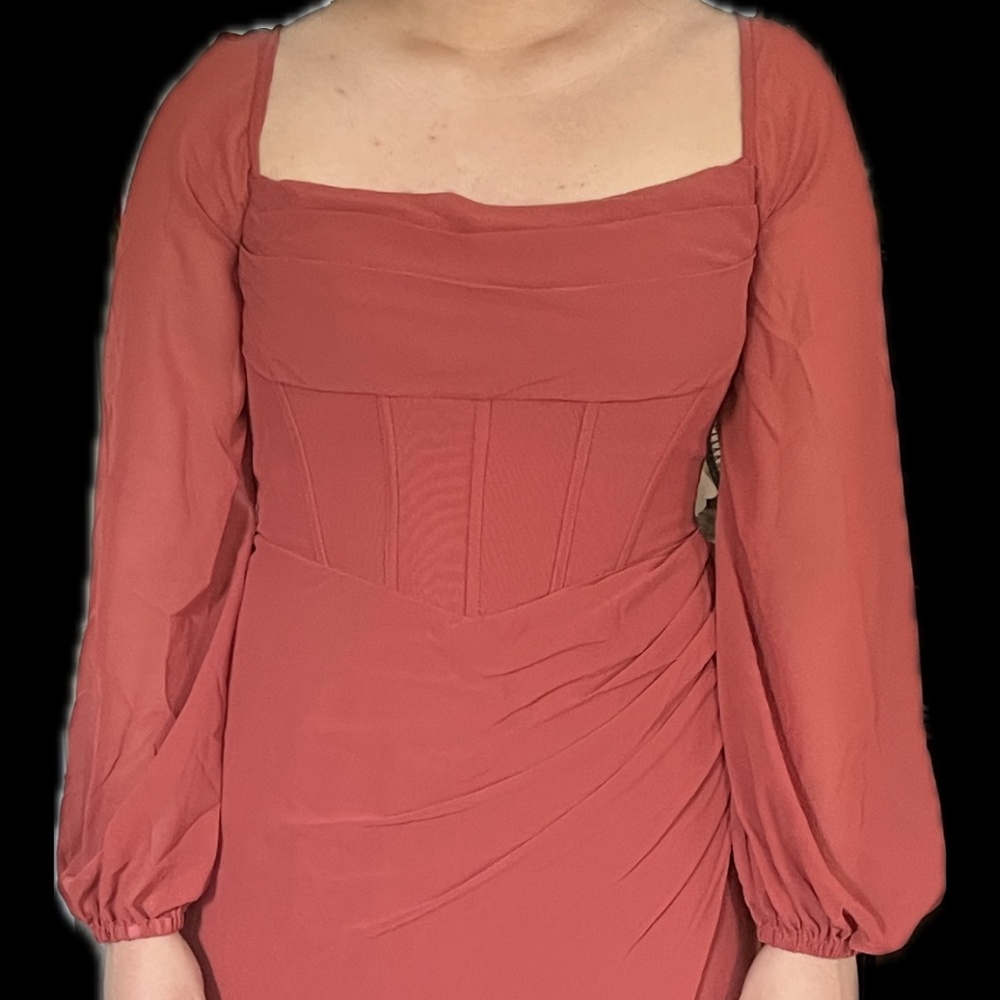 Azazie Charissa Bridesmaid Dress in terracotta (chiffon)